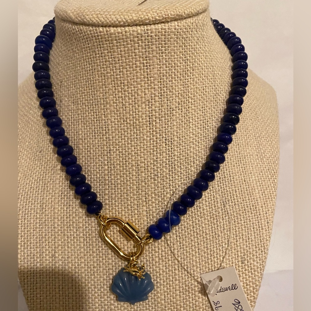 MADEWELL Semiprecious Beaded carabiner charm Necklace lapis blue stone - Picture 2 of 4